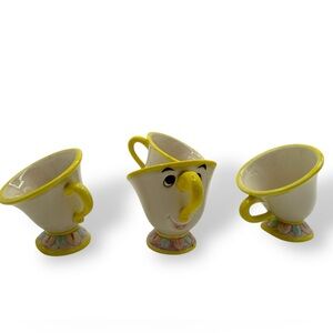 Vintage Disney Park Beauty & the Beast TOY CHINA TEA Cup SET Chip 4 Cups